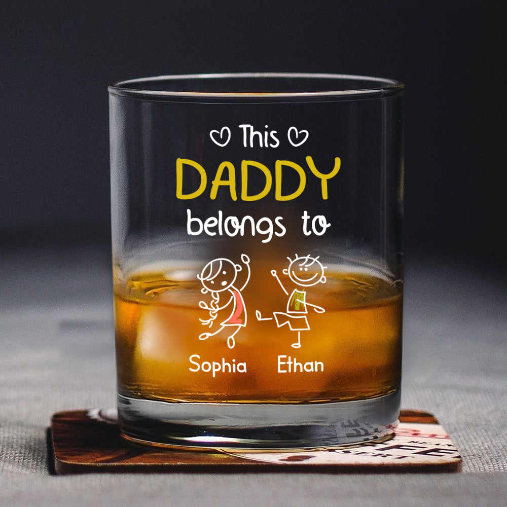 Personalized Rock Glass Dad Belongs To Us Gift for Dad HN590 - Print Rock Glass GradoCreations