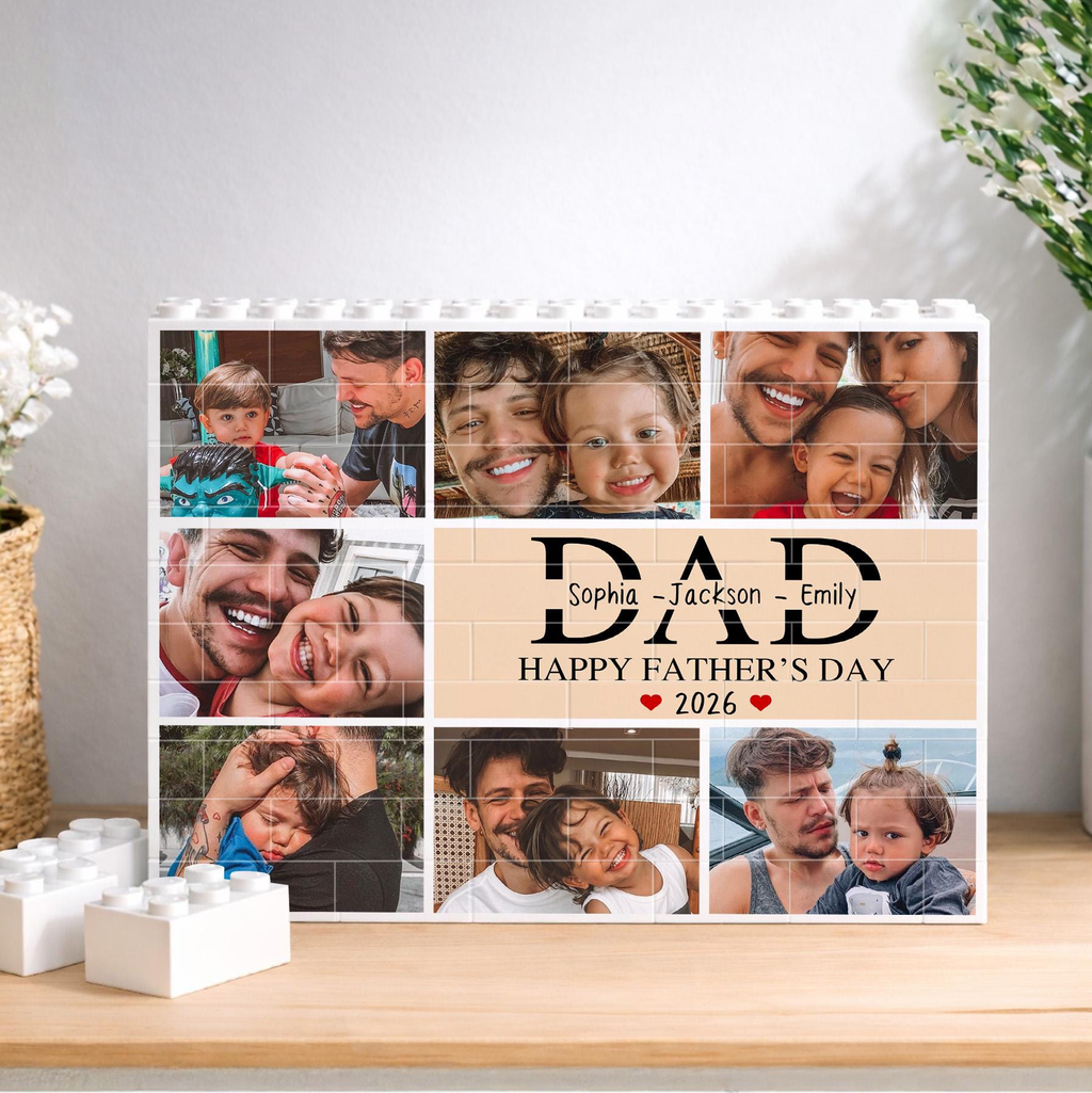 Personalized Building Block Puzzle Custom Name Photo Gift for Dad HN590 - Building Blocks fix GradoCreations
