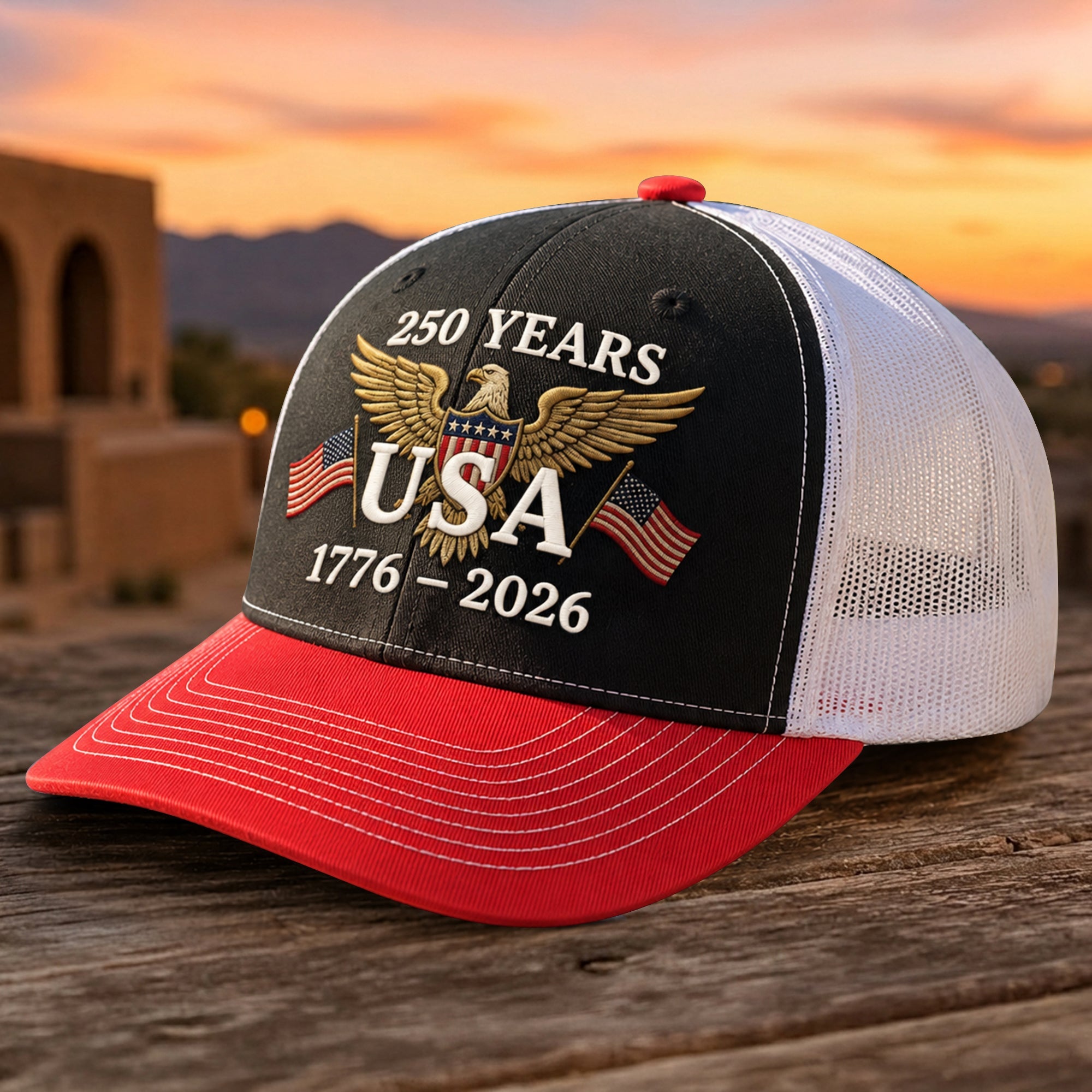 Personalized Eagle Trucker Hat Custom Name Independence Day Gift HN590 - Embroidered Trucker Hat fix GradoCreations