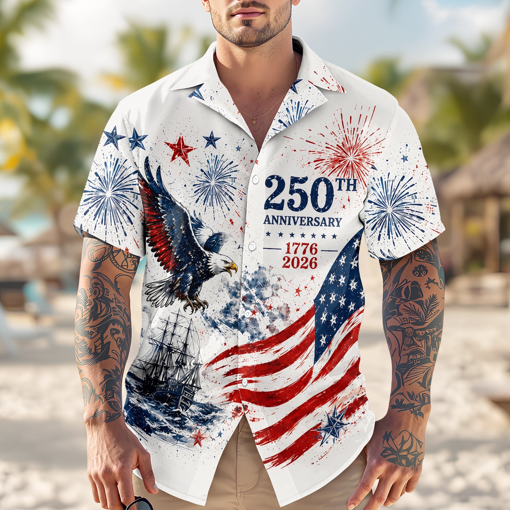 Personalized 250th Anniversary Hawaiian Shirt US Flag Gift HN590 - AOP Hawai Shirt GradoCreations