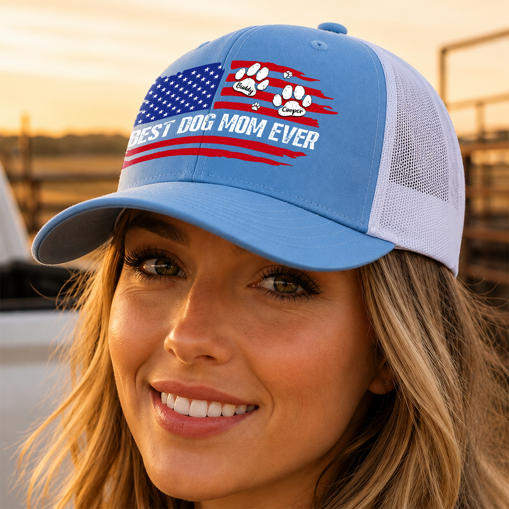 Personalized Dog Dad Trucker Hat Custom Pet Name Gift Idea HN590 - Print Trucker Hat GradoCreations