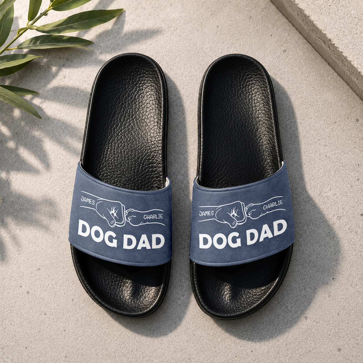 Personalized Dog Dad Slide Sandals Custom Name Gift for Pet Lovers HN590 - Slide Sandals GradoCreations