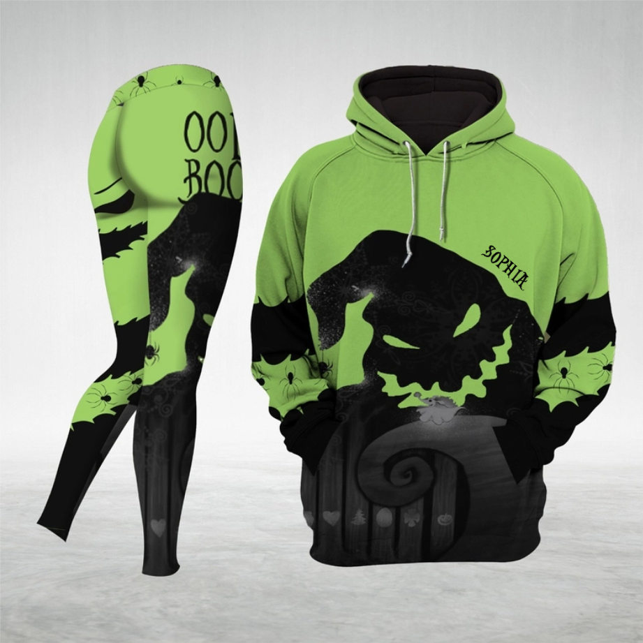 Personalized Green Spooky Boogie Man Hoodie & Leggings Set for Halloween, Christmas Gift