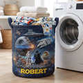 Personalized Quilted Laundry Basket Space Theme Custom Name Gift for Kids Quilted Laundry Basket GradoCreations