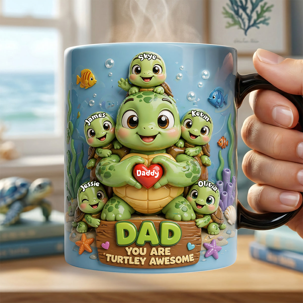 Personalized Color Changing Mug for Dad You Are Turtley Awesome Gift