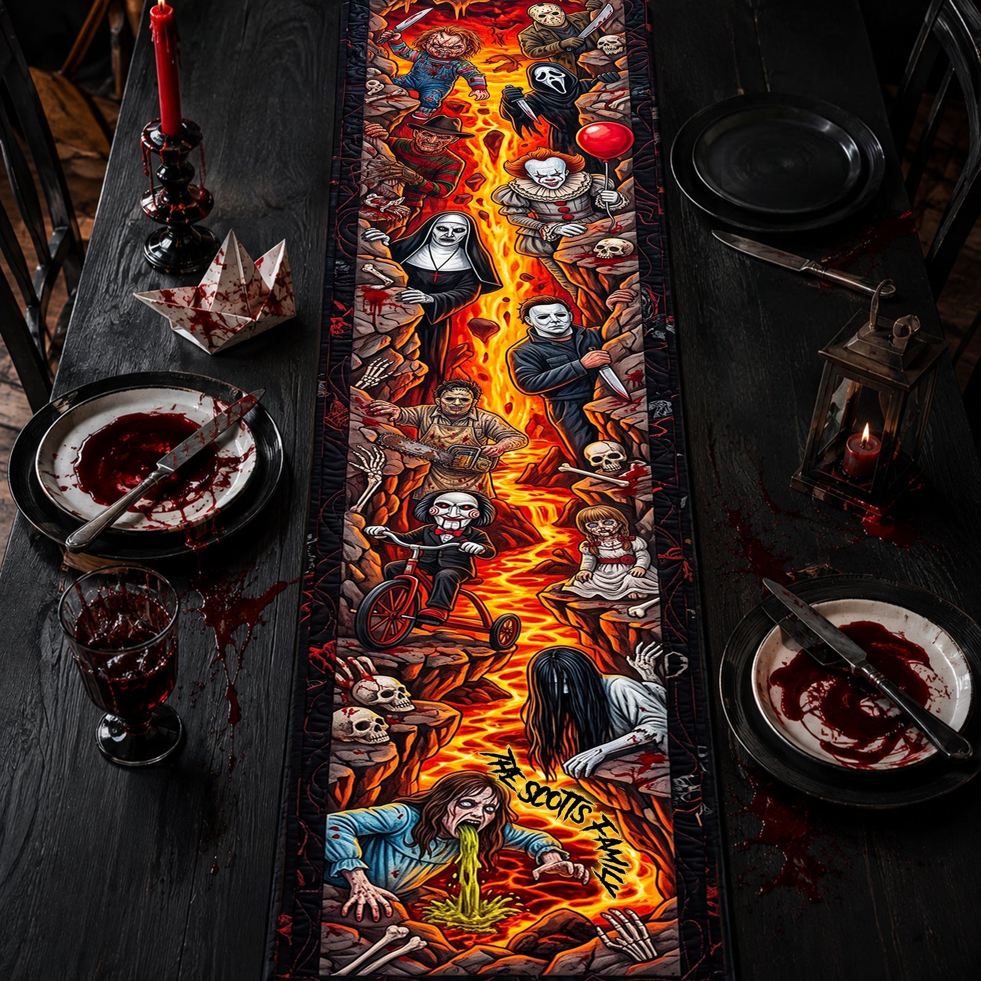 Personalized Halloween Quilt Table Runner Creepy Decor for Spooky Parties Quilt Table Runner GradoCreations
