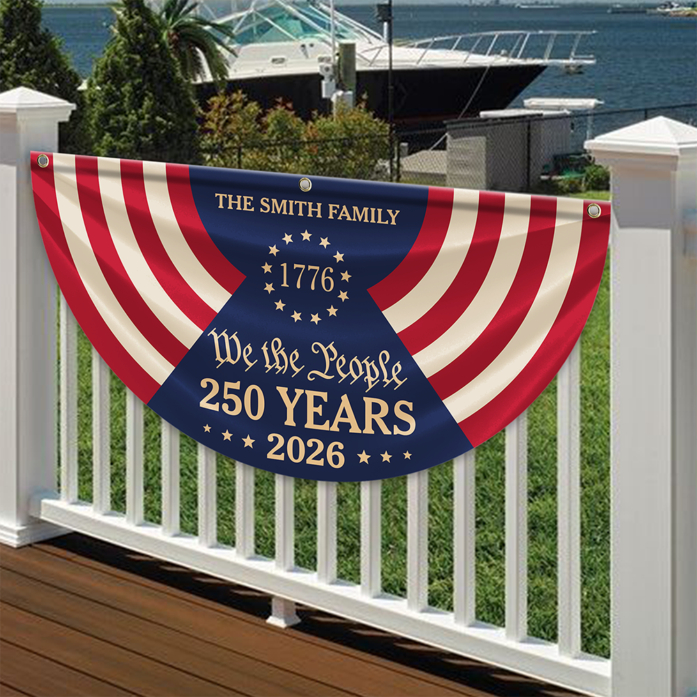 Personalized We The People Family Name Flag 4th of July Gift HN590 - Non-Pleated Fan Flag GradoCreations