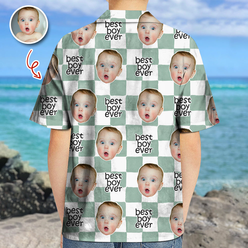 Personalized Kids Hawaiian Shirt Custom Photo Gift for 4th of July HN590 - Kid Hawai Shirt GradoCreations