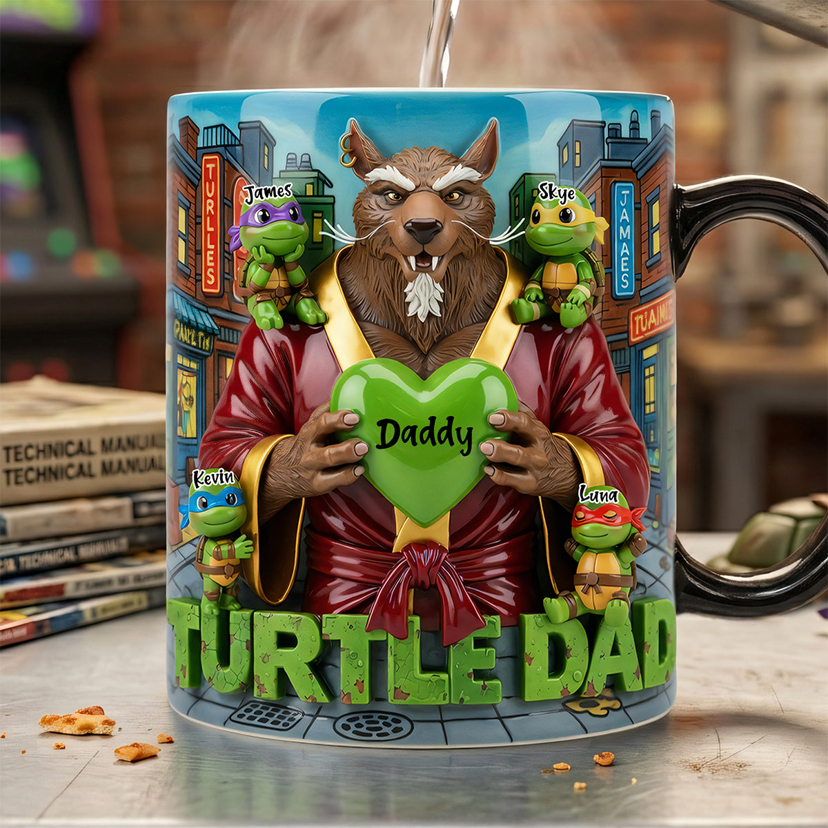 Personalized Color Changing Mug for Dad with Ninja Turtles