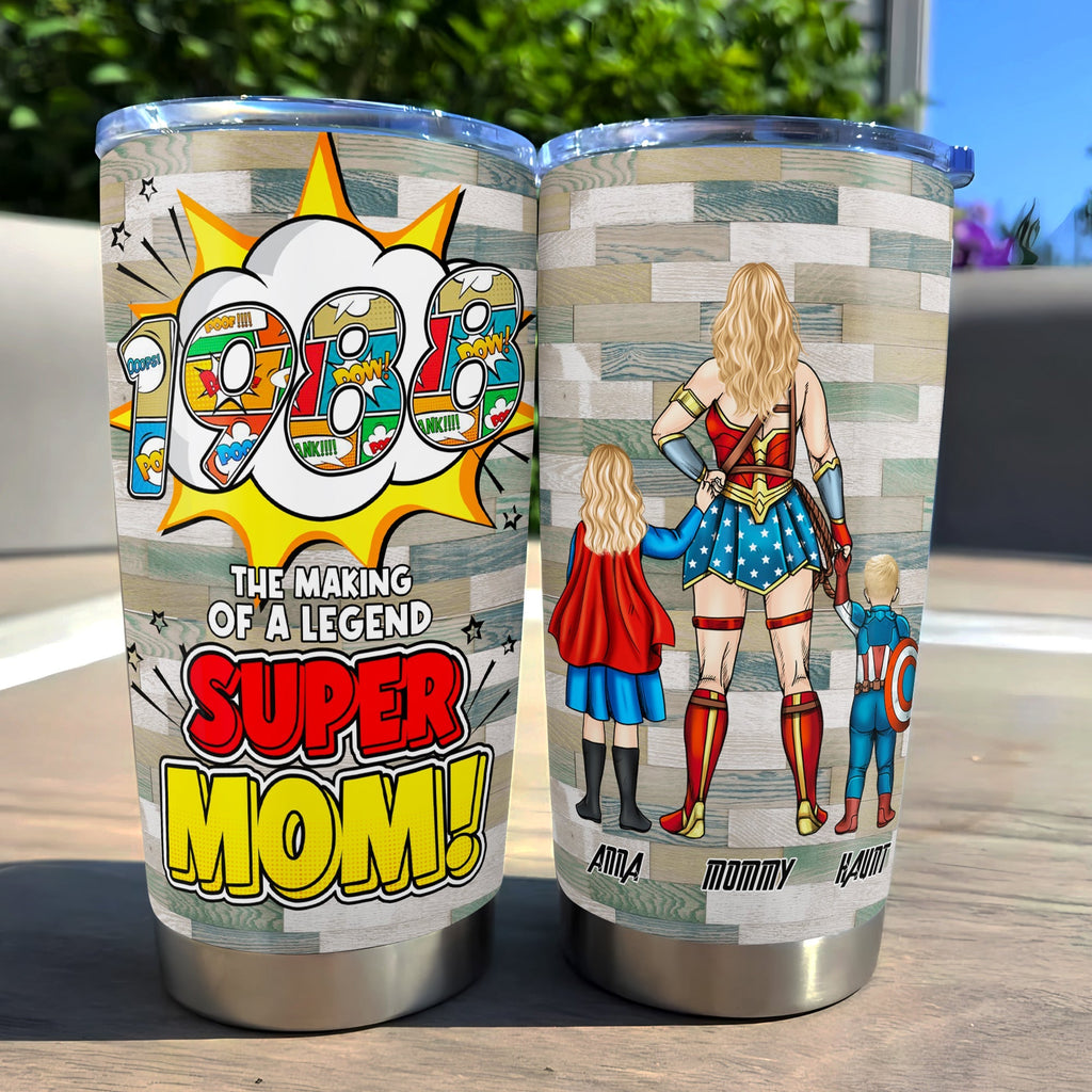 Personalized Super Hero Mom Tumbler Custom Birth Year Gift for Mother's Day