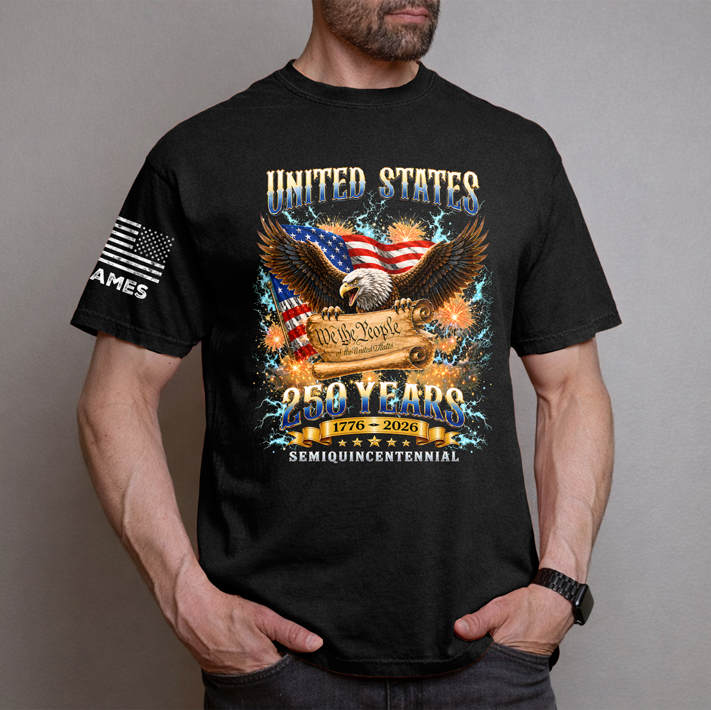 Personalized 250th Anniversary Eagle T-Shirt USA Gift Short Sleeve Print Shirt GradoCreations