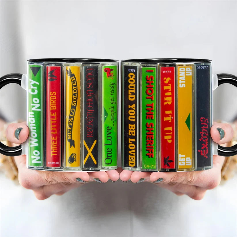 Bob Marley Retro Music Cassette Accent Mug Ceramic Gift GradoCreations