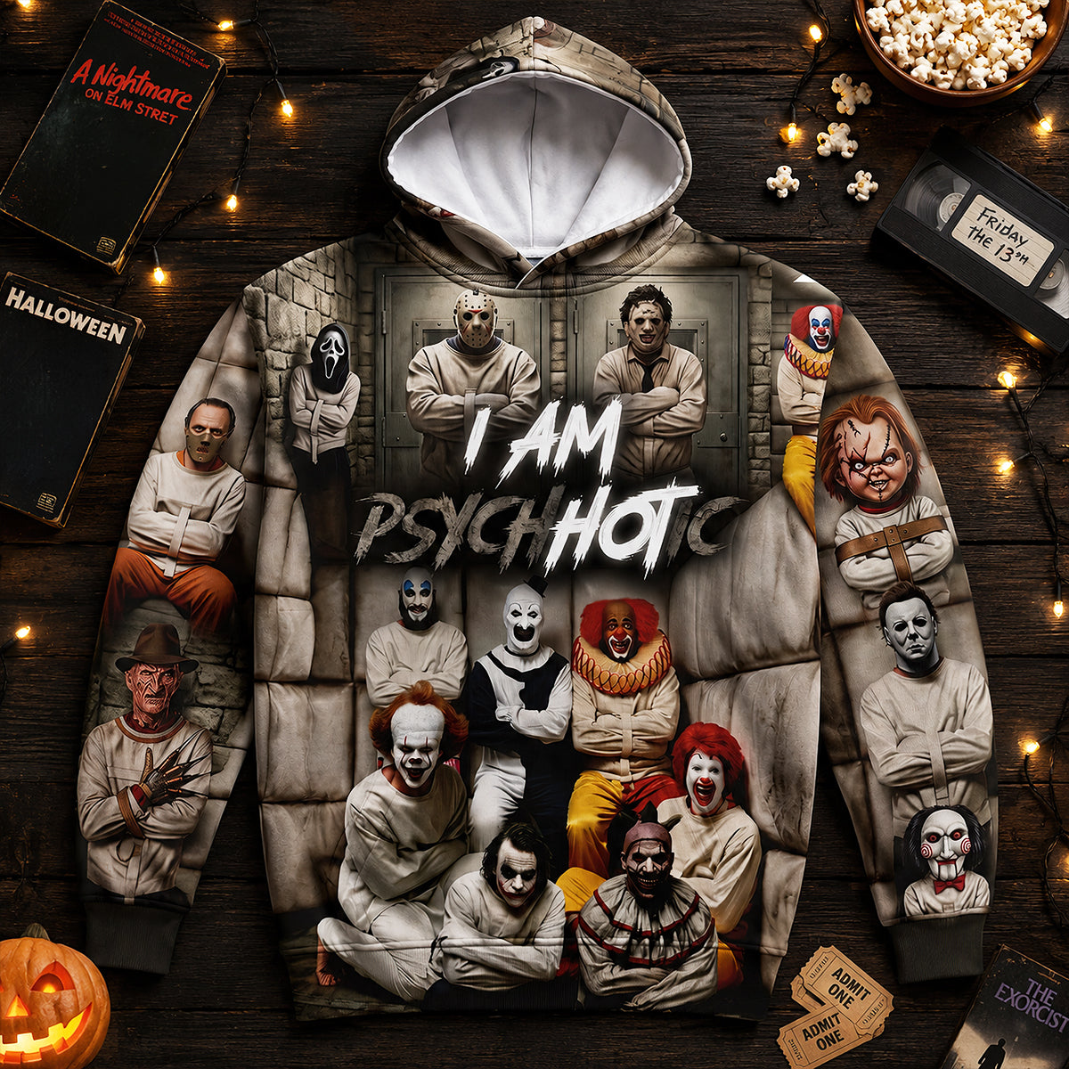 Personalized Psychotic All Over Shirt for Halloween Horror Lovers AOP Shirt GradoCreations