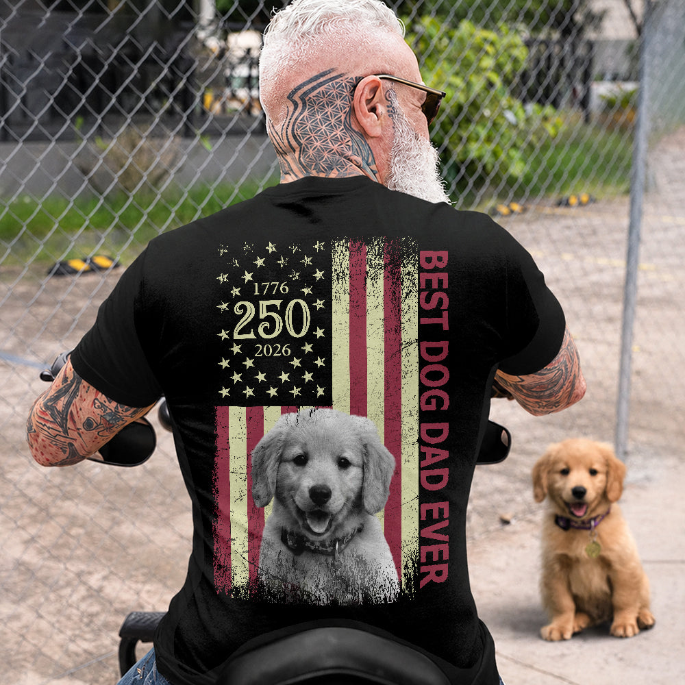 Personalized Dog Dad Shirt Custom Photo 4th of July Gift HN590 - Tshirt Back GradoCreations