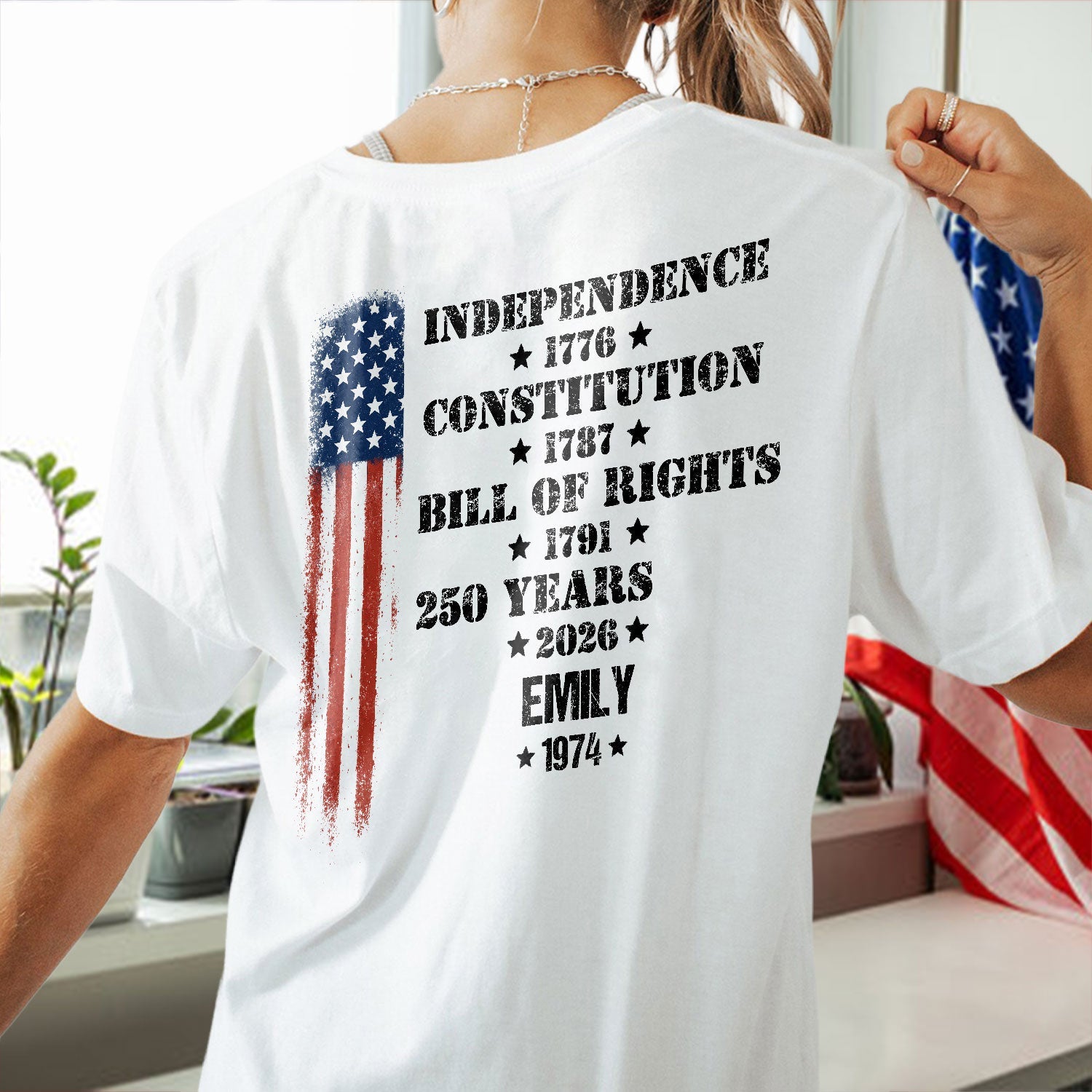 Personalized 250 Years of America Shirt Custom Name Gift for Dad HN590 - Tshirt Back GradoCreations