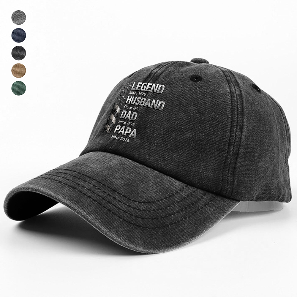 Personalized Washed Denim Baseball Cap Gift for Dad HN590 - Washed Denim Baseball Cap GradoCreations