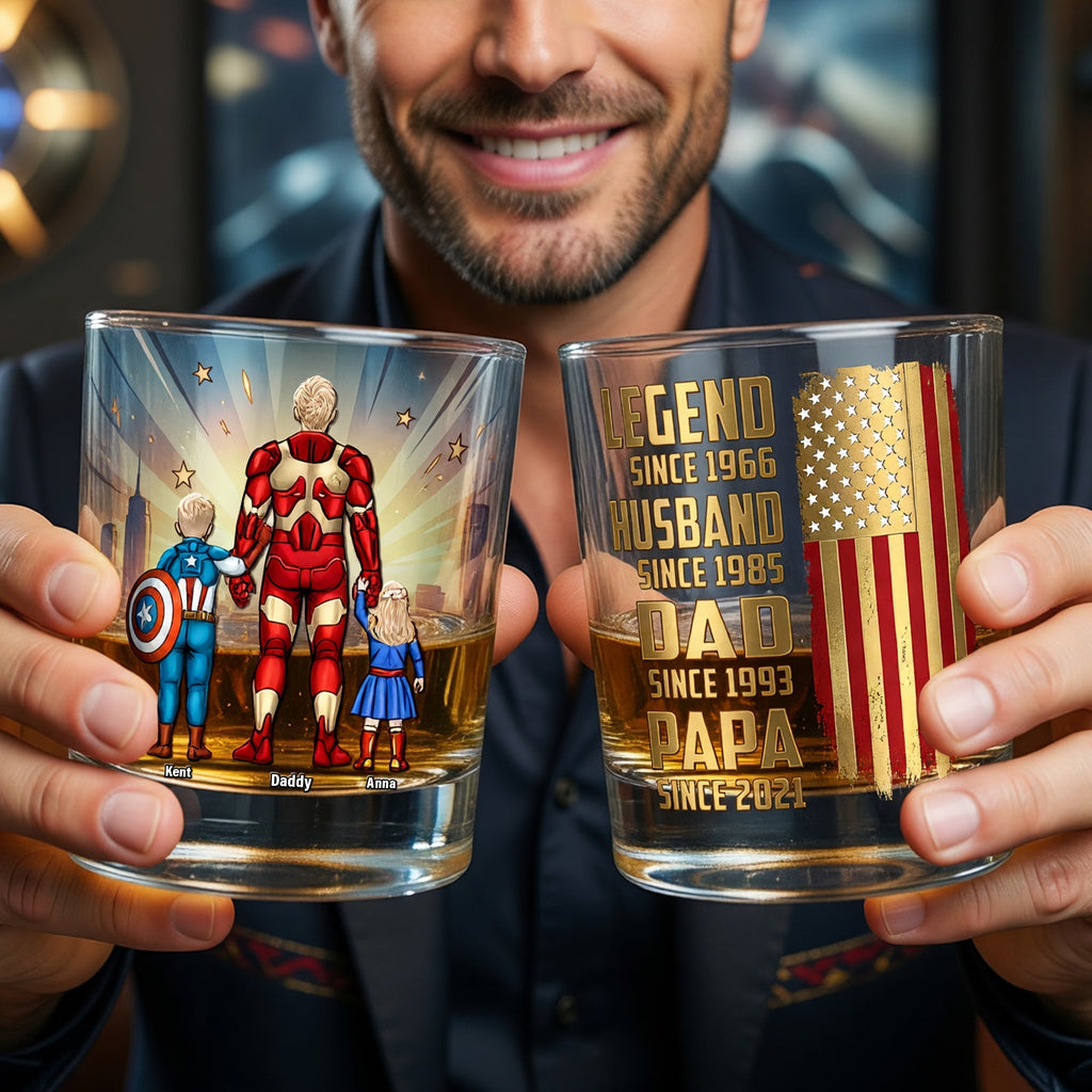 Personalized Whiskey Glass Custom Name Gift for Dad Legend