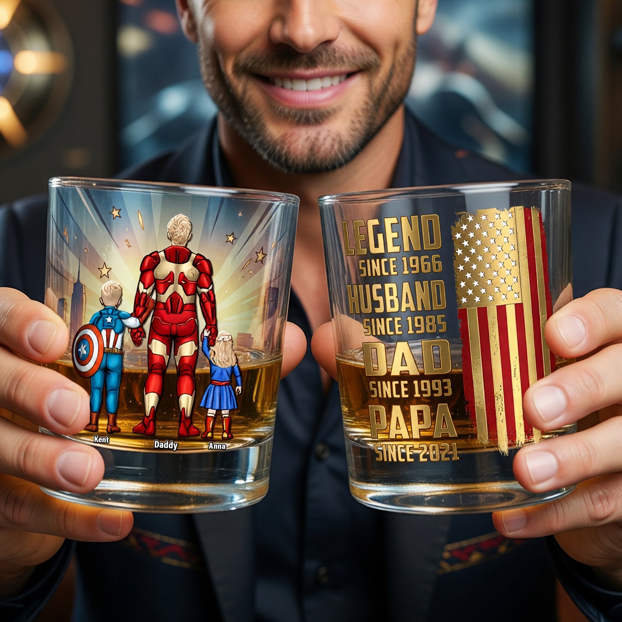 Personalized Whiskey Glass Custom Name Gift for Dad Legend