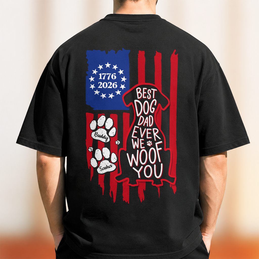 Personalized We Woof You Dog Dad Comfort Shirt Gift for Dad Comfort Shirt Back GradoCreations