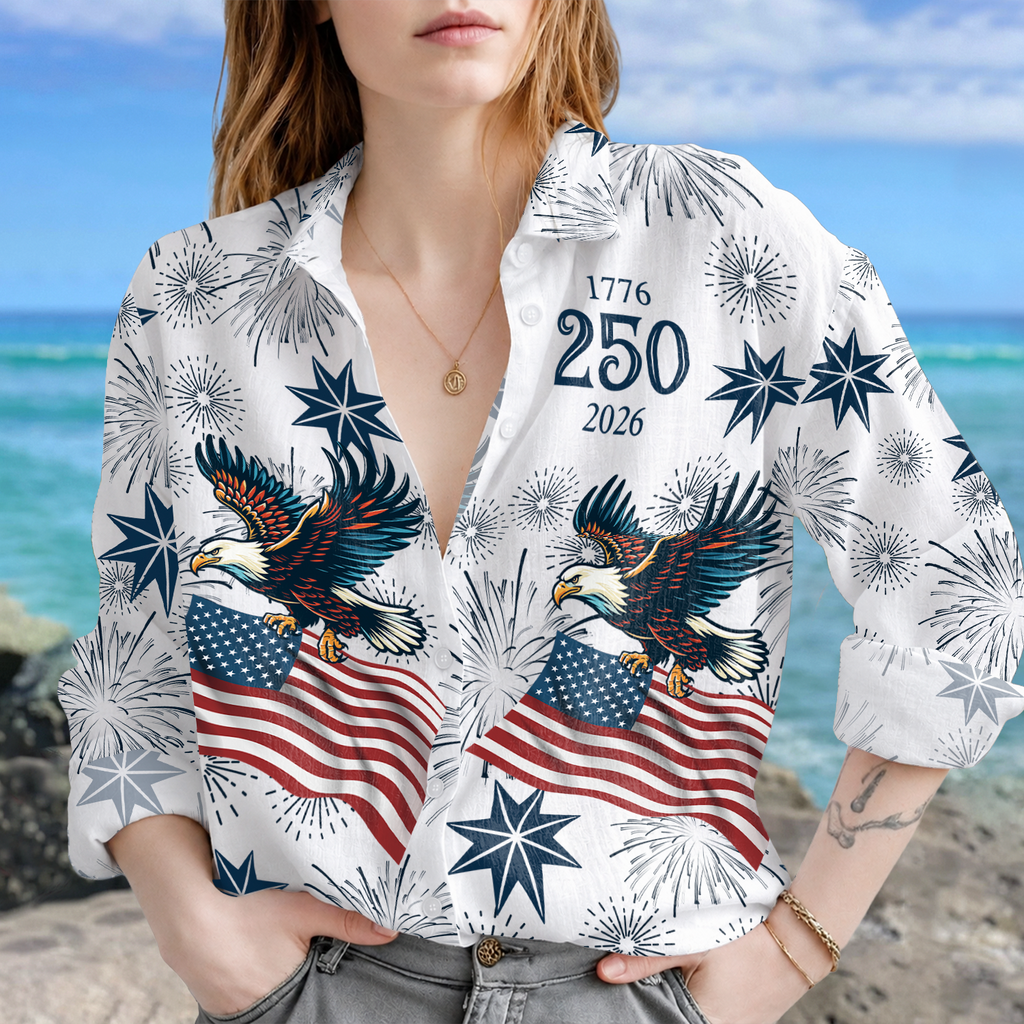 Personalized 250th Anniversary Eagle Blouse Shirt Gift for Women HN590 - Blouse Shirt Fix GradoCreations