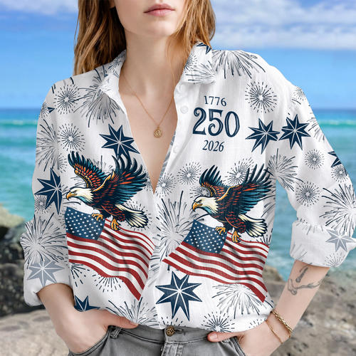 Personalized 250th Anniversary Eagle Blouse Shirt Gift for Women HN590 - Blouse Shirt Fix GradoCreations