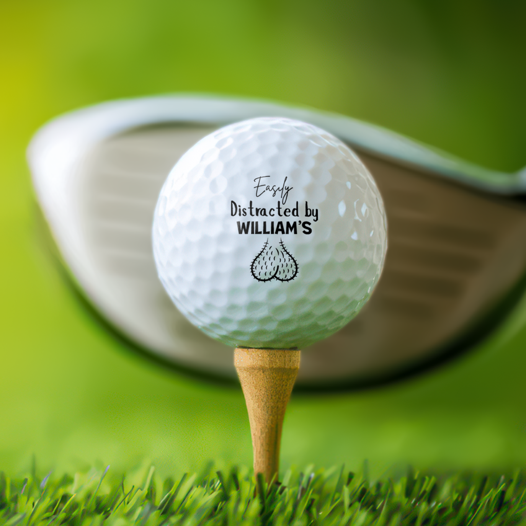 Personalized Golf Ball Easily Distracted By Golf Humor Gift for Dad HN590 - Golf Ball GradoCreations