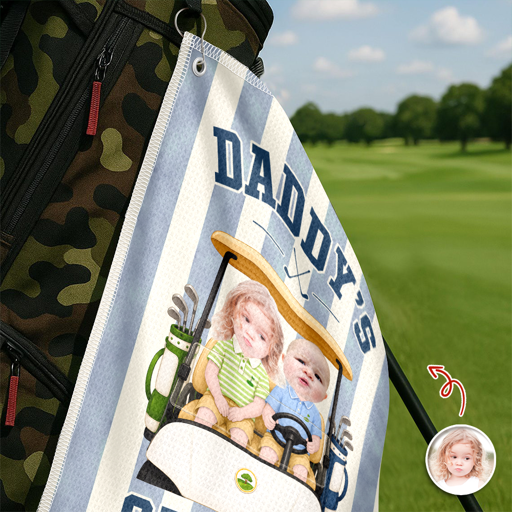 Personalized Photo Golf Towel Gift for Dad on Father's Day HN590 - Golf Towel GradoCreations