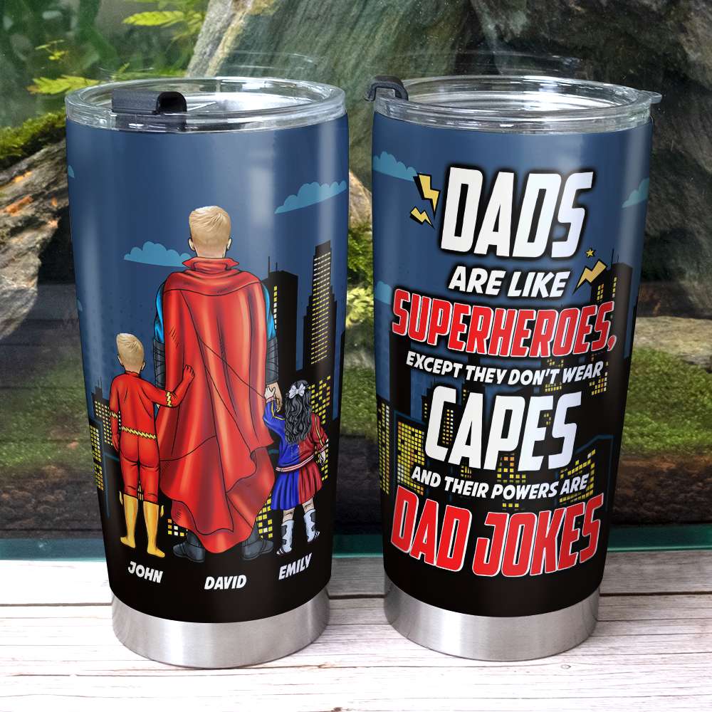 Personalized Stainless Steel Tumbler Superhero Dad Gift for Father's Day
