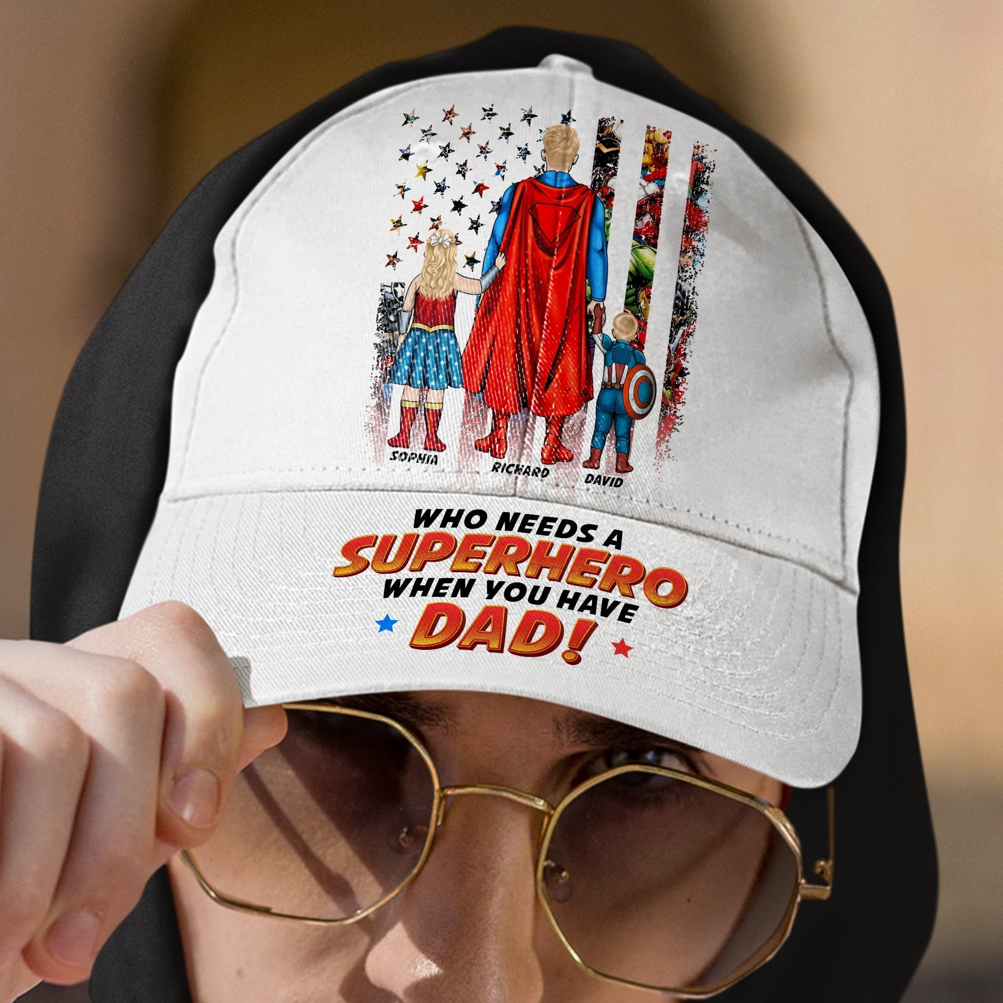 Personalized Classic Cap with Superhero Design Gift for Dad