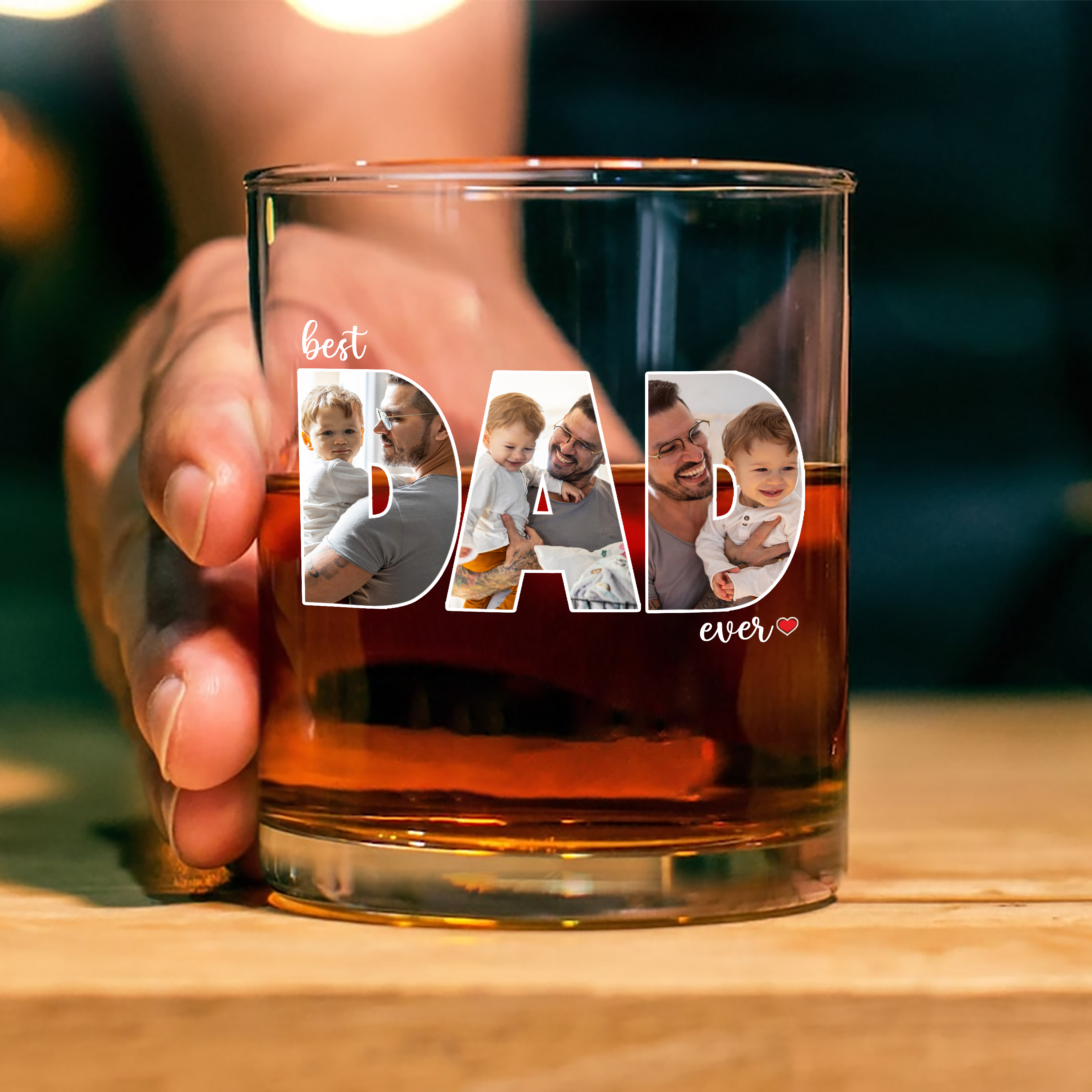Personalized Whiskey Glass Custom Photo Gift for Dad HN590 - Print Rock Glass GradoCreations