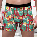 Custom Photo Tropical Floral Boxers Personalized Gift for Husband HN590 - Boxer GradoCreations