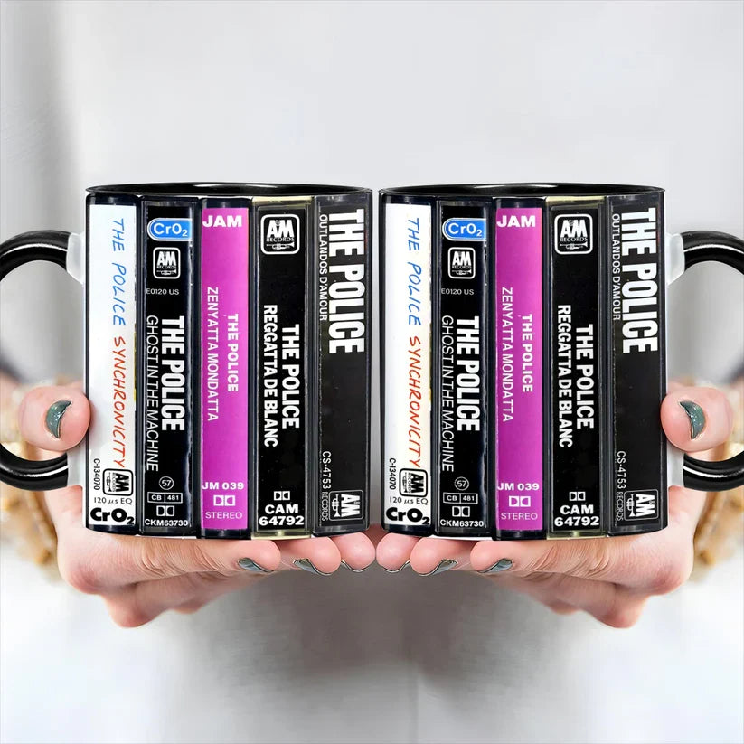 Retro Cassette Accent Mug with The Police Album Designs | Gift Idea GradoCreations