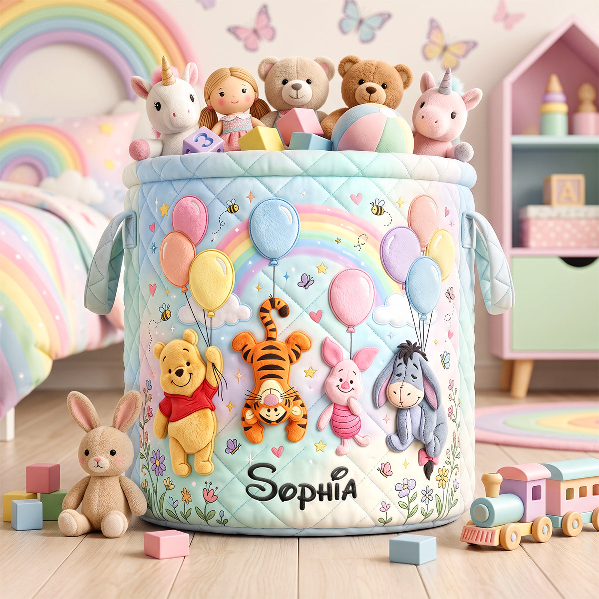 Personalized Quilted Laundry Basket Custom Name Family Gift Quilted Laundry Basket GradoCreations
