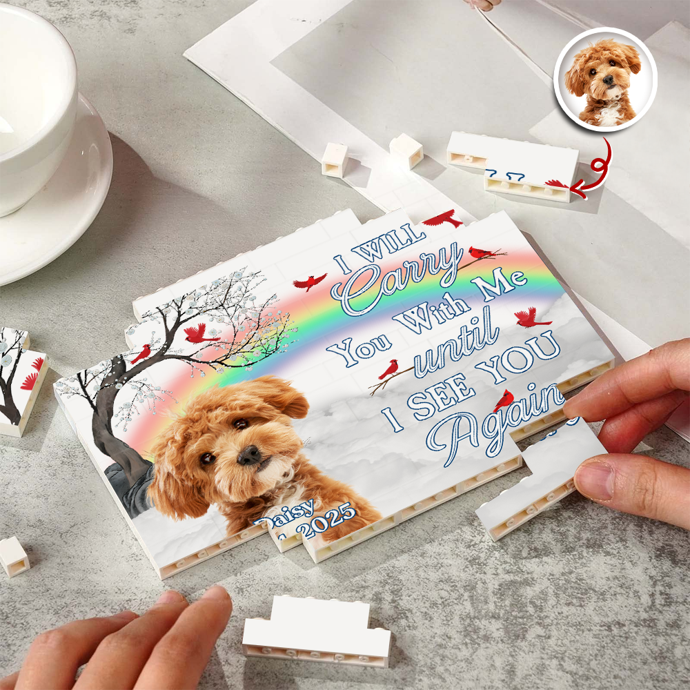 Custom Photo Dog Cat Memorial Building Block Personalized Gift HN590 - Building Blocks GradoCreations
