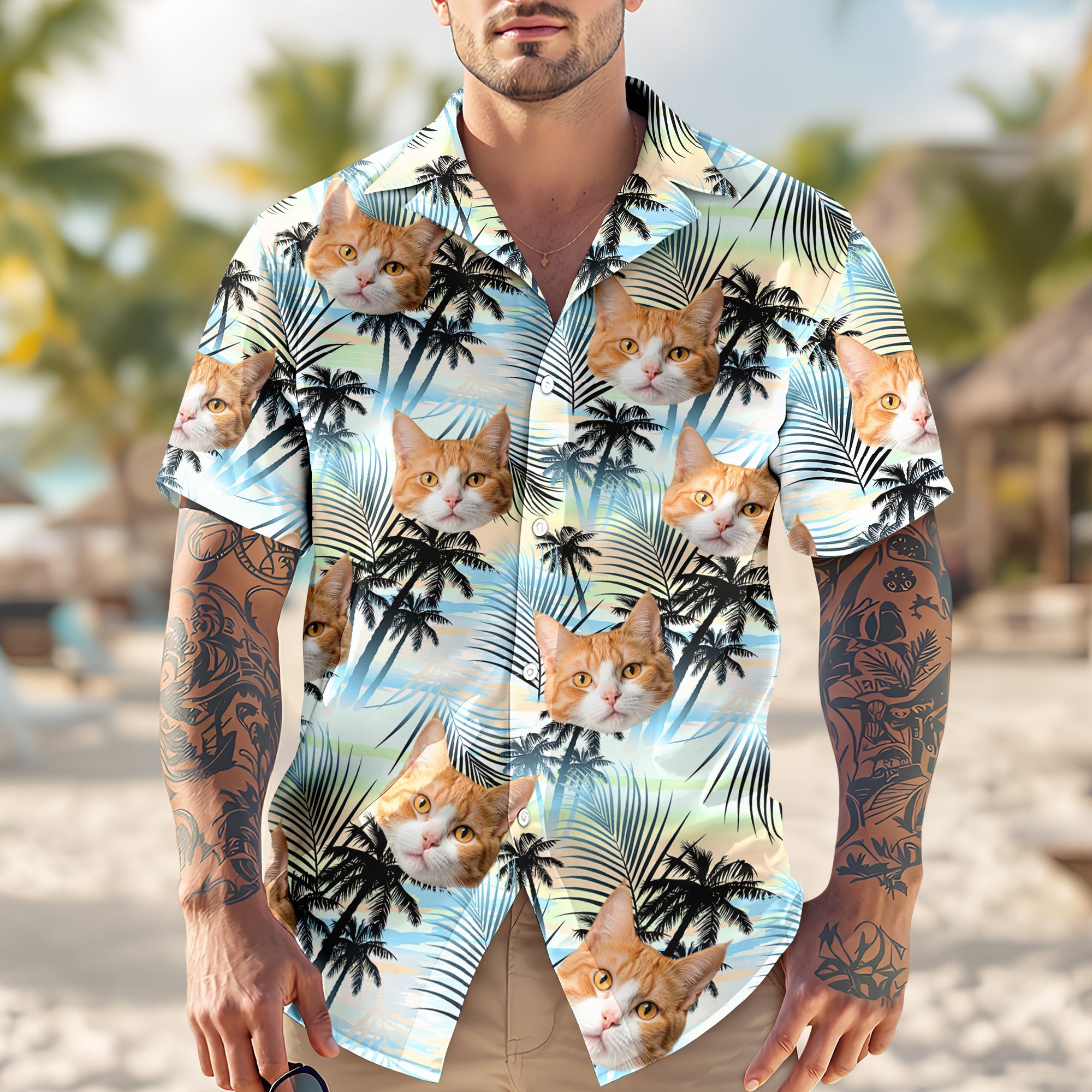 Personalized Hawaiian Shirt Custom Cat Photo Gift for Cat Lovers HN590 - AOP Hawai Shirt GradoCreations
