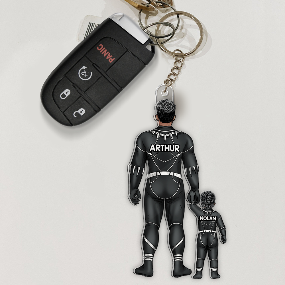Personalized Super Hero Acrylic Keychain Gift for Dad