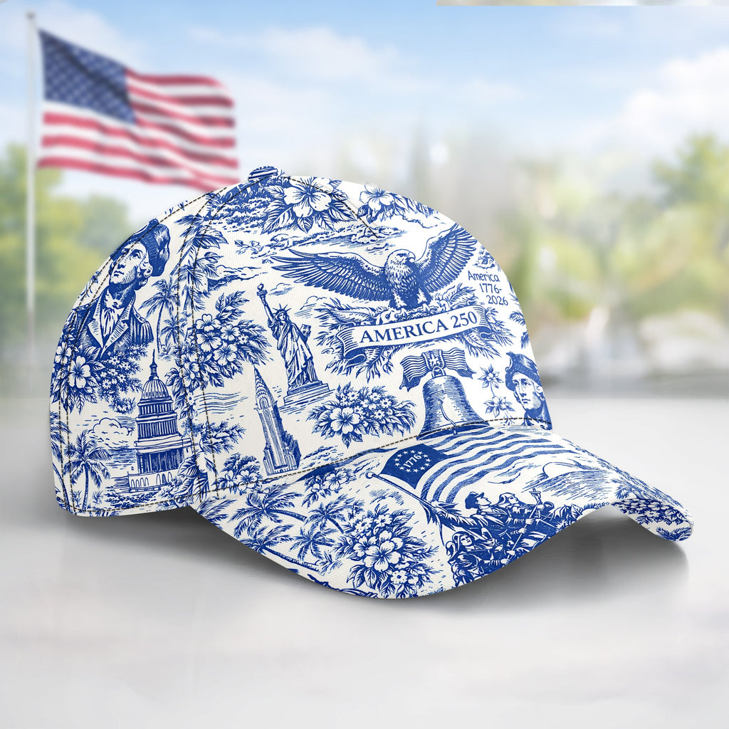 Personalized American 1776-2026 Anniversary Cap for Dad HN590 - AOP Cap GradoCreations