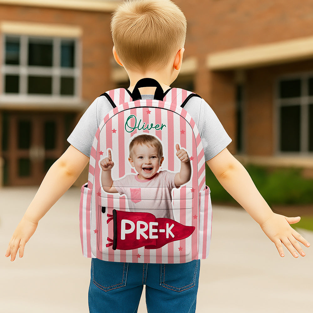 Personalized Photo Pennant Backpack Custom Gift for Kids HN590 - Printed Backpack GradoCreations