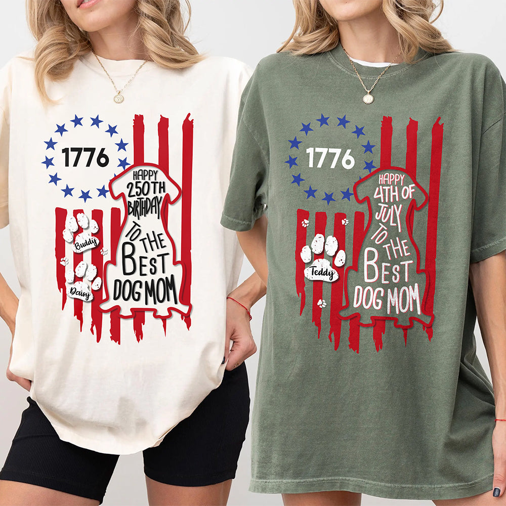 Personalized Dog Dad Comfort Shirt USA Flag Gift for Father Comfort Shirt Back GradoCreations
