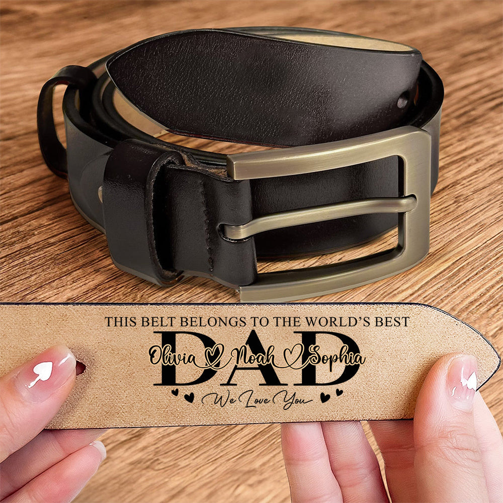Personalized Leather Belt Custom Name Gift for Dad HN590-Belt GradoCreations