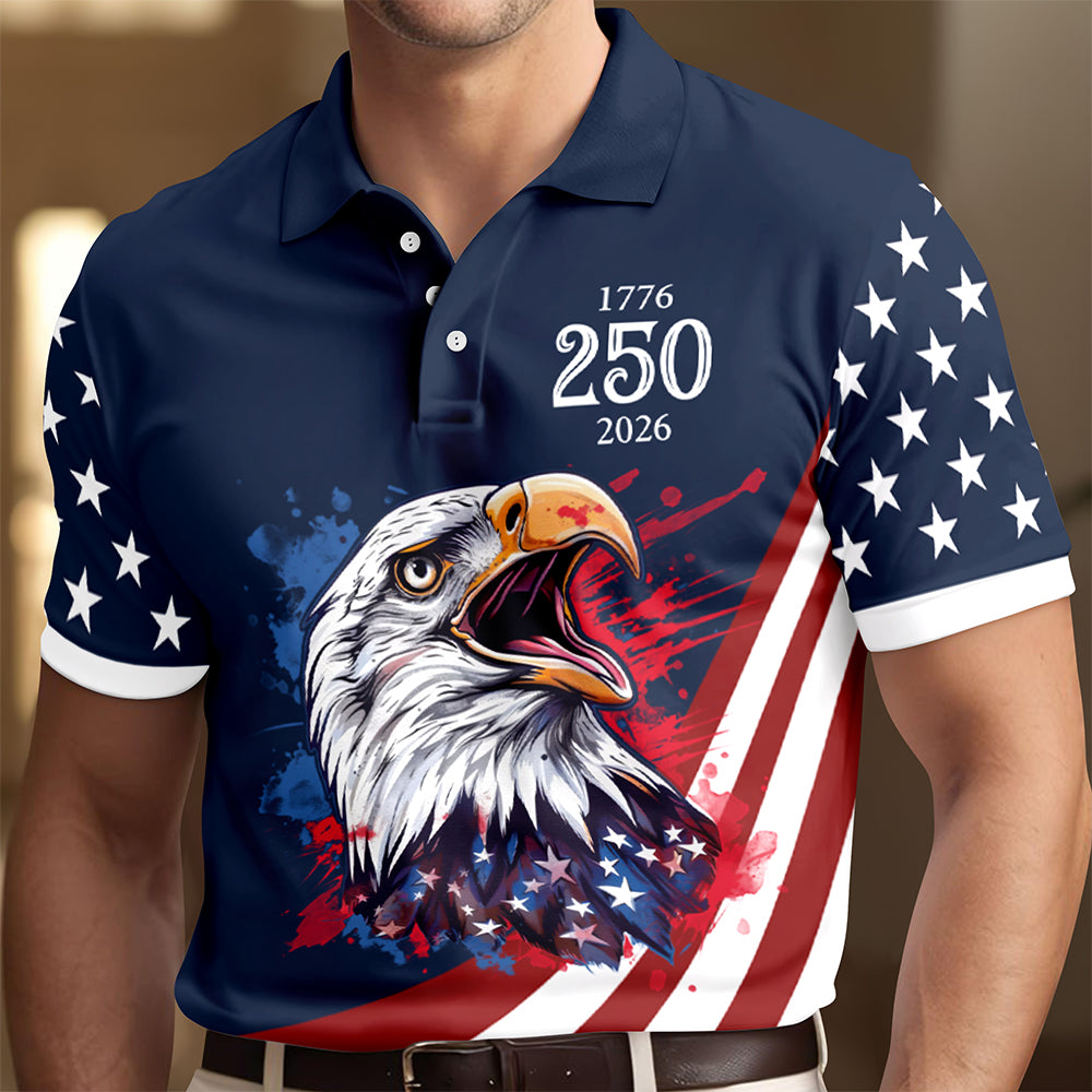 Personalized American Pride Eagle Polo Shirt Gift for Dad HN590 - Men's Polo Shirt GradoCreations