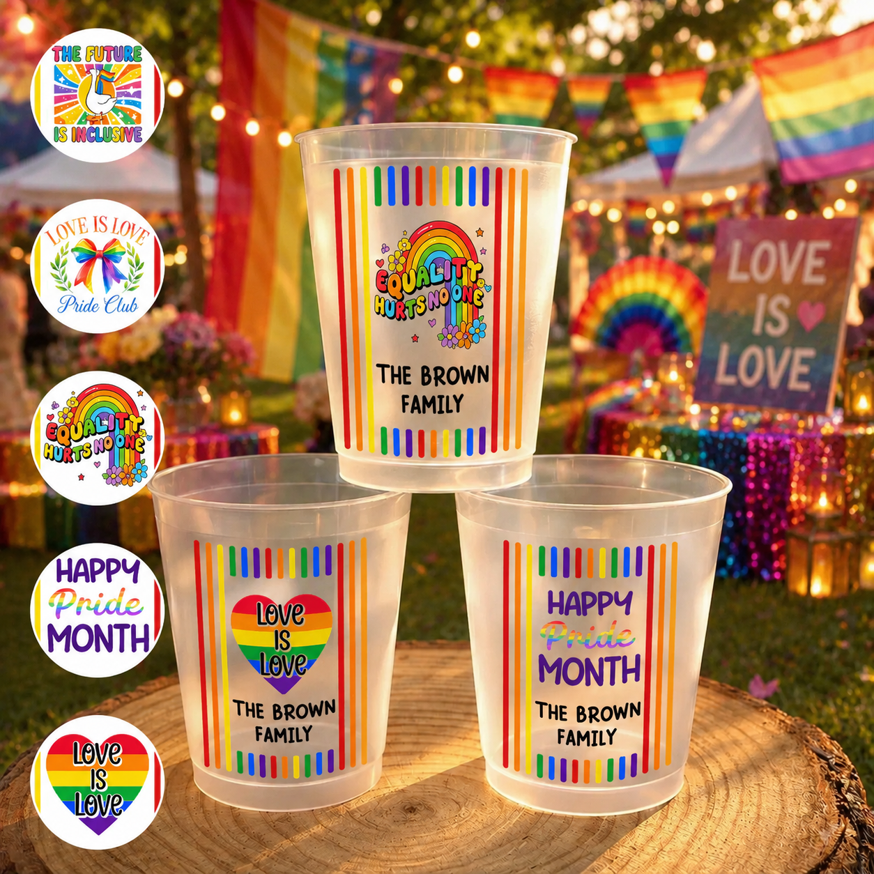 Personalized Rainbow Stripes Frosted Cups Gift for Pride Month Frosted Cups GradoCreations