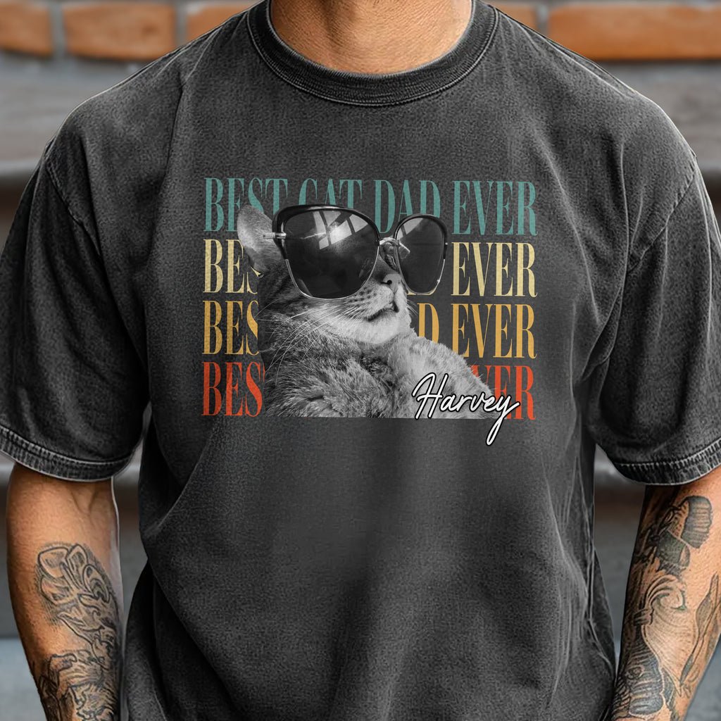 Personalized Vintage Photo Comfort Shirt Gift for Cat Dad Comfort Shirt GradoCreations