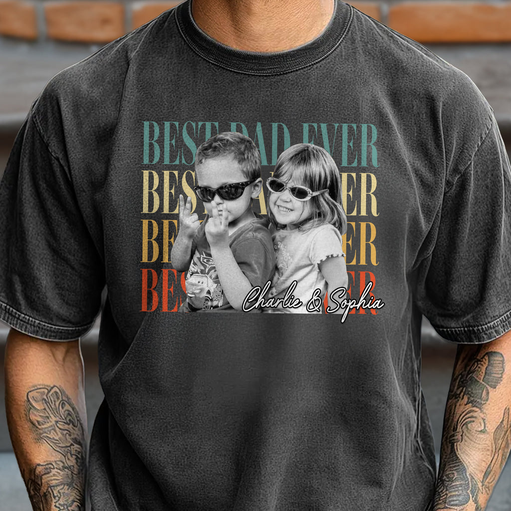 Personalized Vintage Photo Comfort Shirt Gift for Dad Comfort Shirt GradoCreations