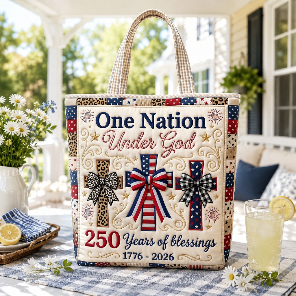 Personalized Patriotic Quilted Tote Bag for Her - 250 Years of Blessings