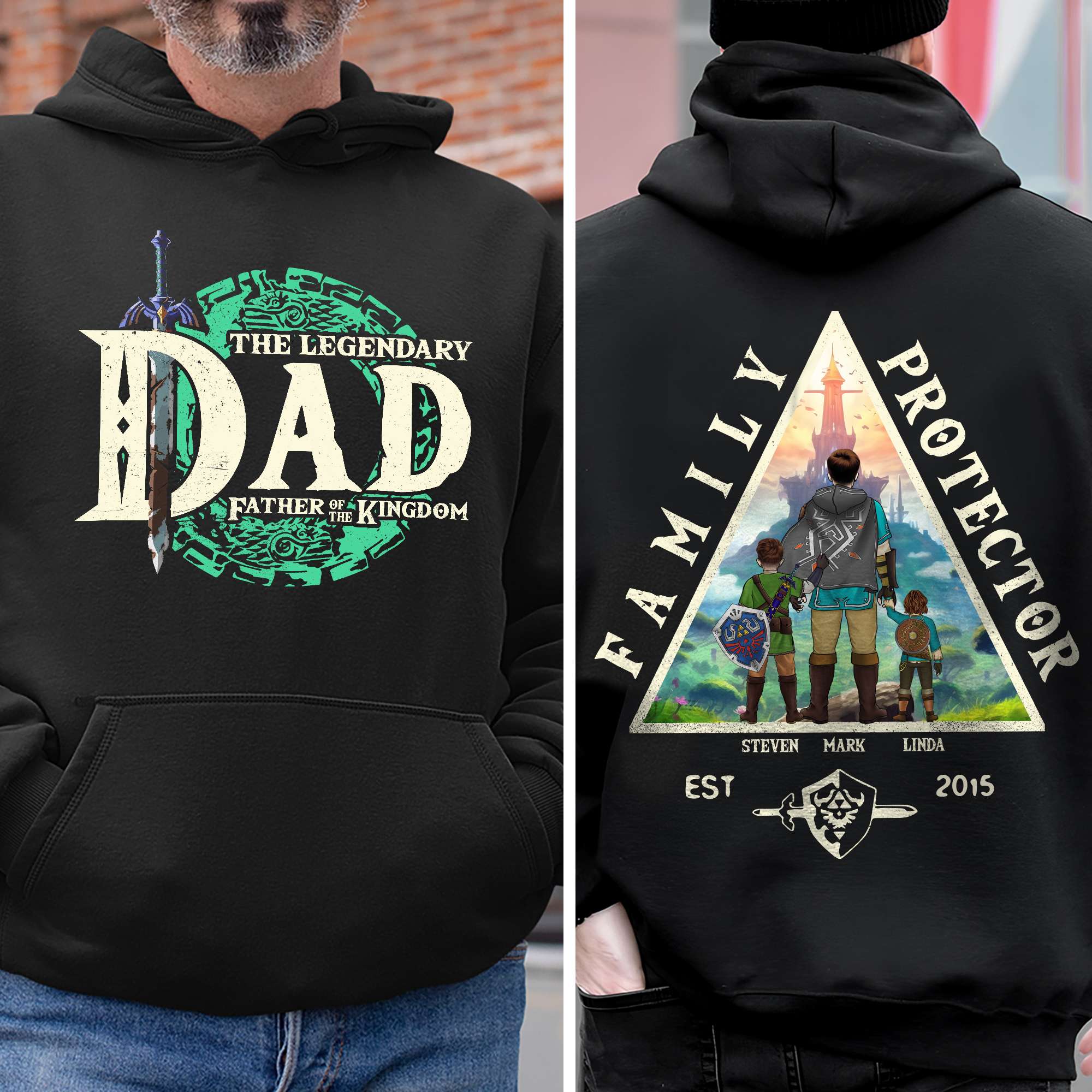 Personalized Zelda Dad Shirt Family Protector Gift for Father's Day Cotton Apparel GradoCreations