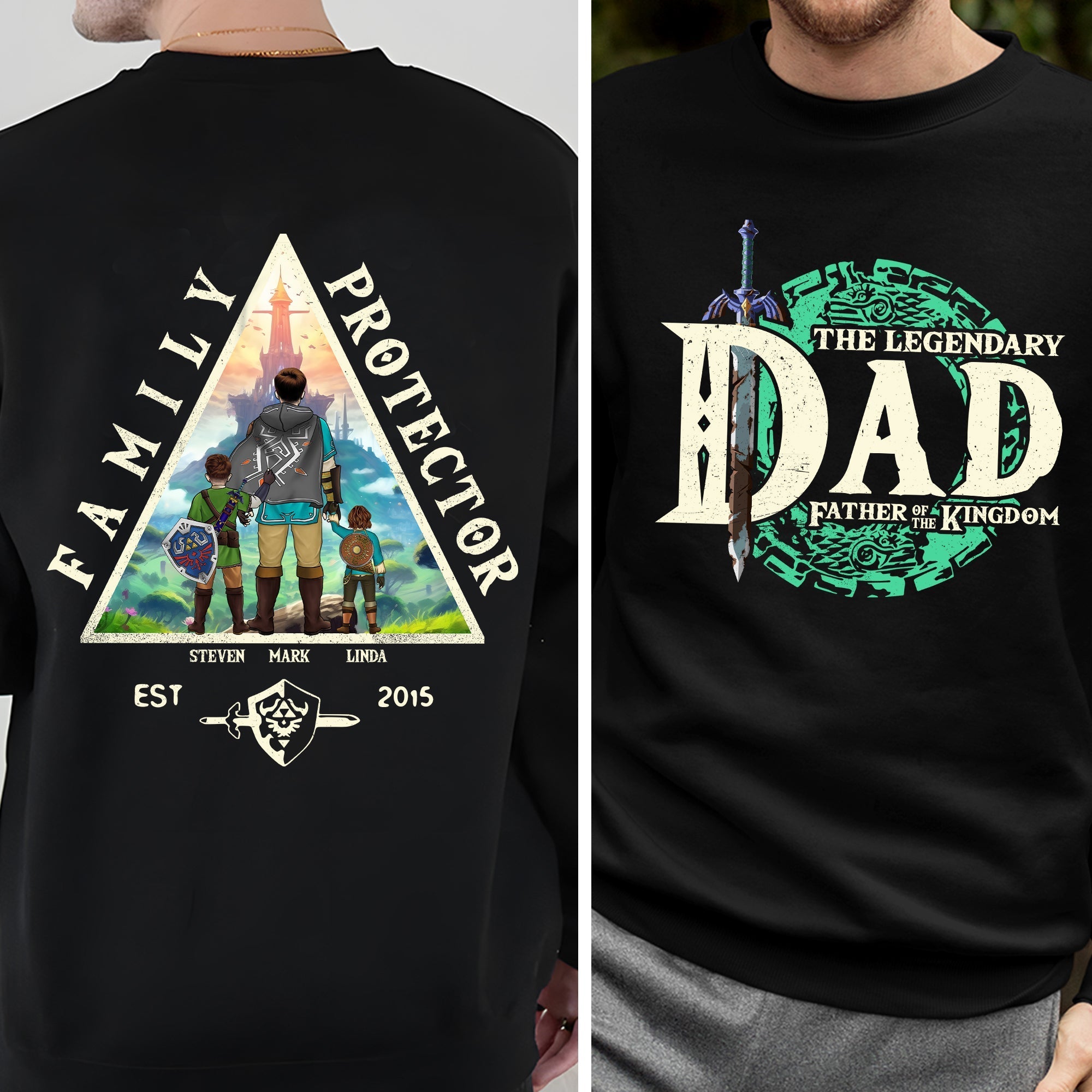 Personalized Zelda Dad Shirt Family Protector Gift for Father's Day Cotton Apparel GradoCreations