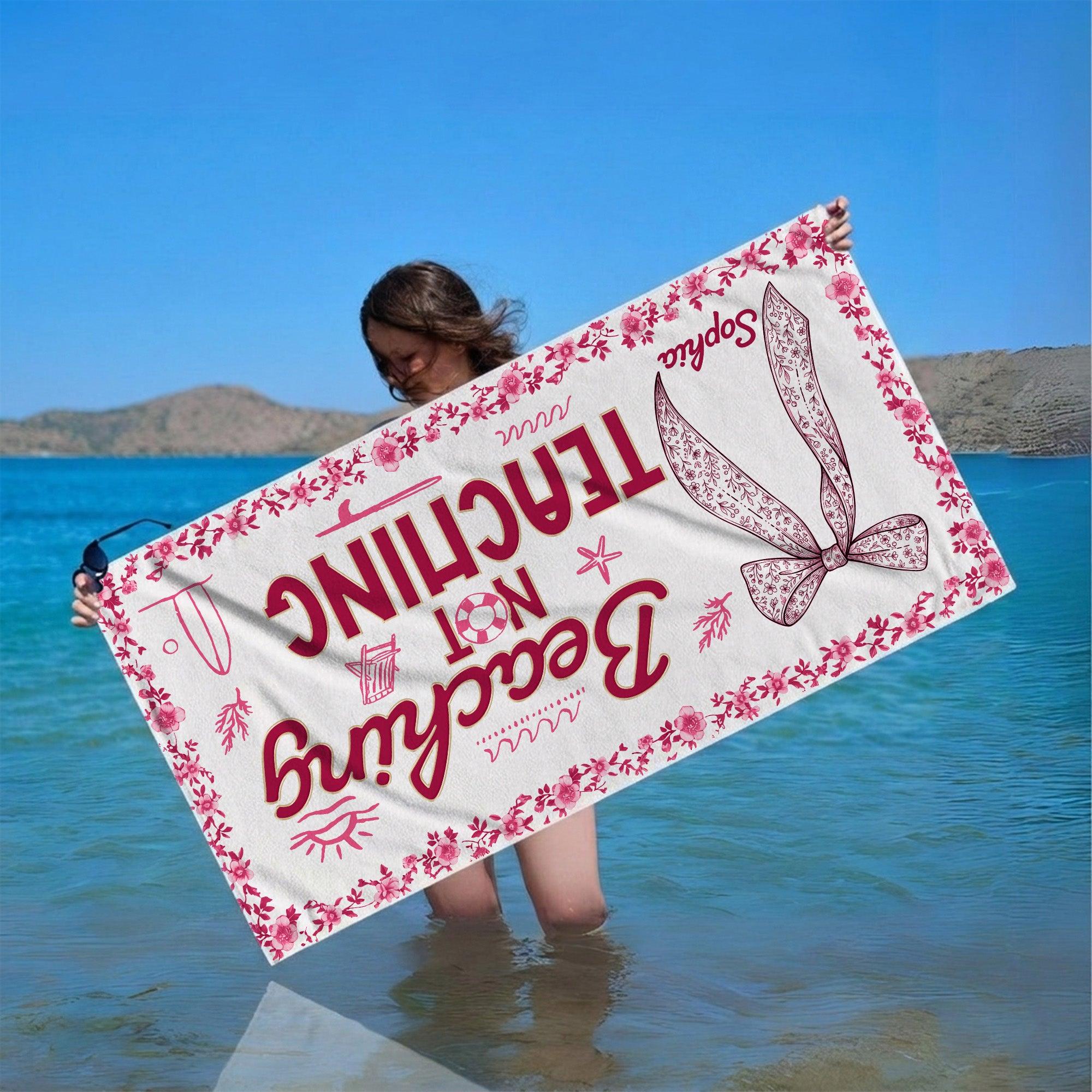 Personalized Floral Beach Towel with Name Gift for Teacher