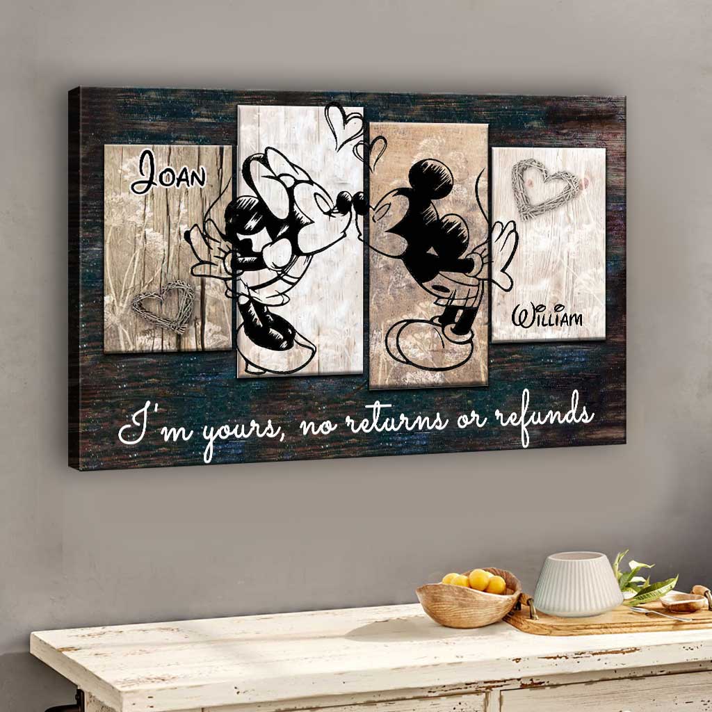 Personalized Couple Mouse Canvas Print Custom Names Gift for Anniversary Canvas and Poster GradoCreations