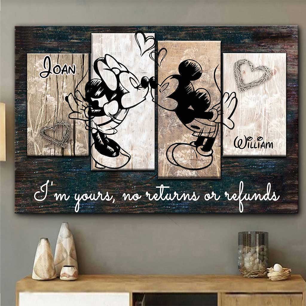 Personalized Couple Mouse Canvas Print Custom Names Gift for Anniversary Canvas and Poster GradoCreations